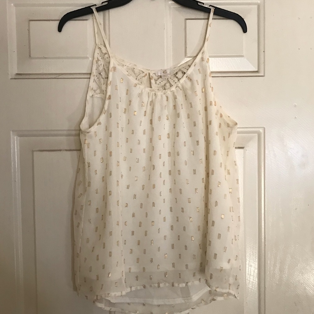 Charming Charlie gold detailed lace back top